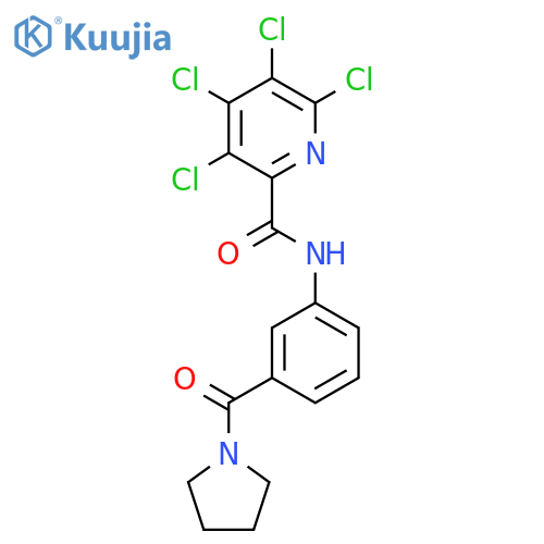 3,4,5,6-tetrachloro-N-[3-(pyrrolidine-1-carbonyl)phenyl]pyridine-2-carboxamide structure