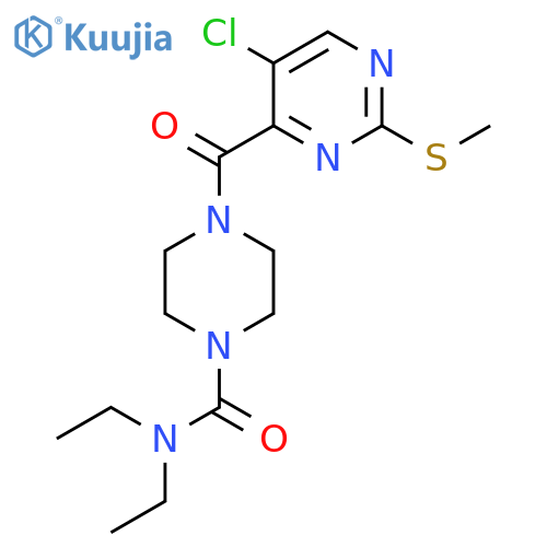 4-[5-chloro-2-(methylsulfanyl)pyrimidine-4-carbonyl]-N,N-diethylpiperazine-1-carboxamide structure