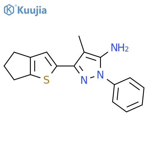 3-{4H,5H,6H-Cyclopentabthiophen-2-yl}-4-methyl-1-phenyl-1H-pyrazol-5-amine structure