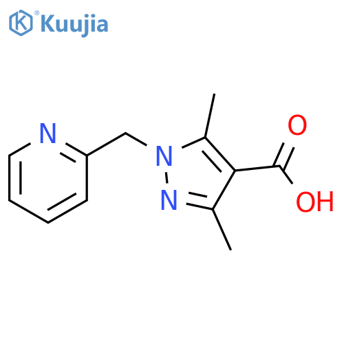 3,5-Dimethyl-1-(pyridin-2-ylmethyl)-1H-pyrazole-4-carboxylic acid structure