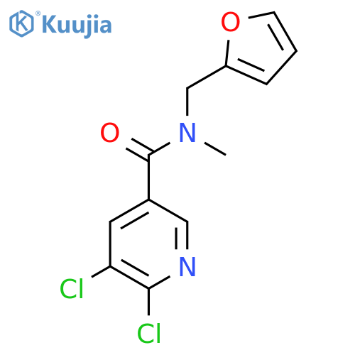 5,6-dichloro-N-(furan-2-yl)methyl-N-methylpyridine-3-carboxamide structure