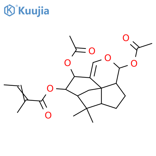 14,15-Epoxy-5(15)-isocedrene-3,4,14-triol; (3β,4α,14βOH)-form, 3-Angeloyl, 4,14-di-Ac structure