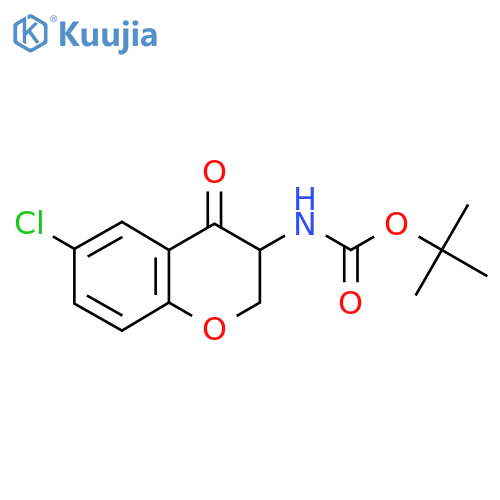 tert-butyl N-(6-chloro-4-oxo-3,4-dihydro-2H-1-benzopyran-3-yl)carbamate structure