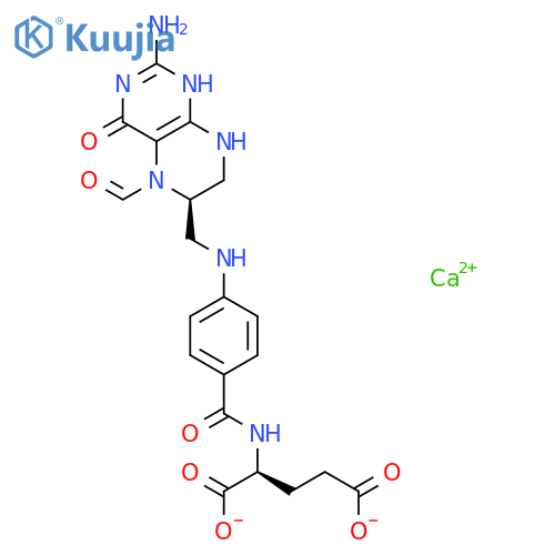 L-Glutamic acid,N-[4-[[[(6R)-2-amino-5-formyl-1,4,5,6,7,8-hexahydro-4-oxo-6-pteridinyl]methyl]amino]benzoyl]-, calcium salt (1:1) structure