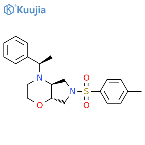 (4AS,7aS)-4-((R)-1-phenylethyl)-6-tosyloctahydro-pyrrolo3,4-b1,4oxazine structure