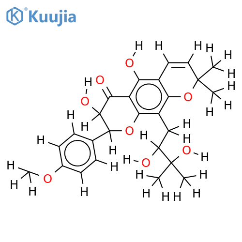 3,5-dihydroxy-4'-methoxy-6'',6''-dimethylpyrano(2'',3'': 7,6)-8-(3''',3'''-dimethyl-2''',3'''-dihydroxypropyl)flavanone structure