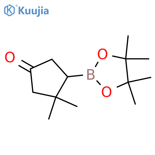 3,3-dimethyl-4-(4,4,5,5-tetramethyl-1,3,2-dioxaborolan-2-yl)cyclopentan-1-one structure