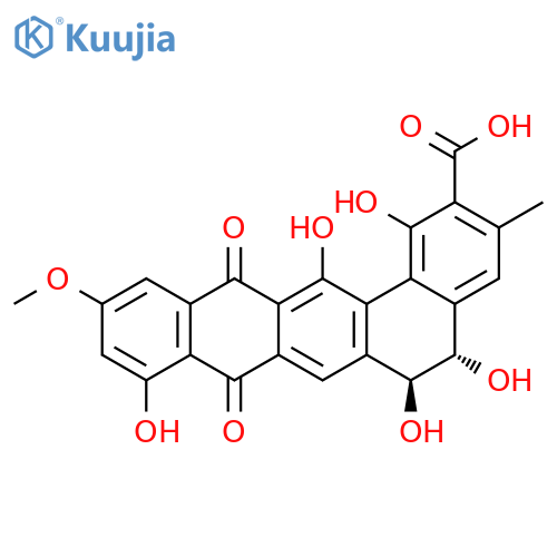Benzo[a]naphthacene-2-carboxylic acid, 5,6,8,13-tetrahydro-1,5,6,9,14-pentahydroxy-11-methoxy-3-methyl-8,13-dioxo-, (5S-trans)- (9CI) structure