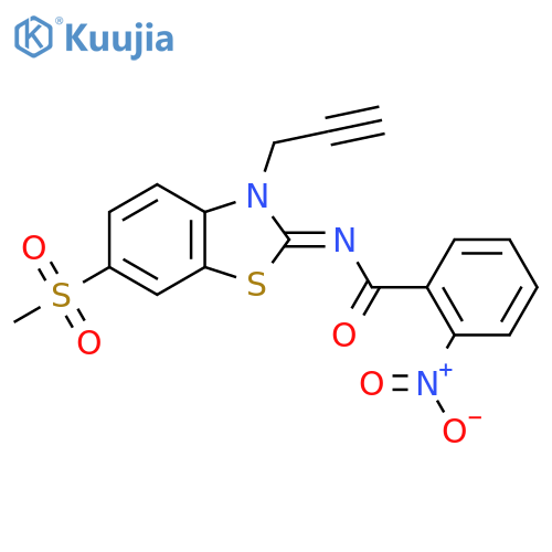 N-(2Z)-6-methanesulfonyl-3-(prop-2-yn-1-yl)-2,3-dihydro-1,3-benzothiazol-2-ylidene-2-nitrobenzamide structure