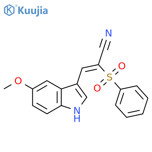 (2Z)-2-(benzenesulfonyl)-3-(5-methoxy-1H-indol-3-yl)prop-2-enenitrile structure