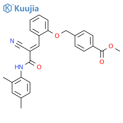 Methyl 4-[(2-{2-cyano-2-[(2,4-dimethylphenyl)carbamoyl]eth-1-en-1-yl}phenoxy)methyl]benzoate structure