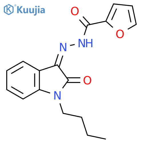 N'-[(3Z)-1-butyl-2-oxo-2,3-dihydro-1H-indol-3-ylidene]furan-2-carbohydrazide structure