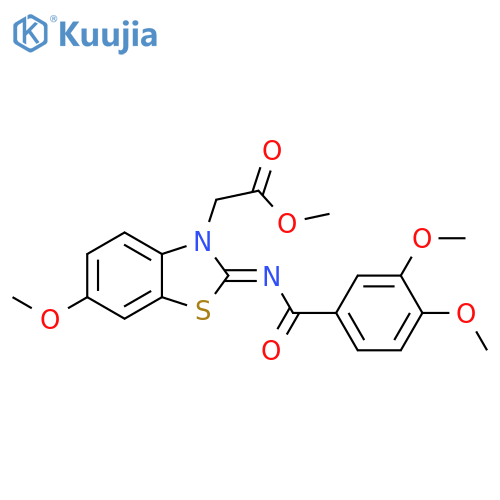 methyl 2-(2Z)-2-(3,4-dimethoxybenzoyl)imino-6-methoxy-2,3-dihydro-1,3-benzothiazol-3-ylacetate structure