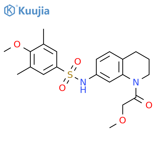 4-methoxy-N-[1-(2-methoxyacetyl)-1,2,3,4-tetrahydroquinolin-7-yl]-3,5-dimethylbenzene-1-sulfonamide structure