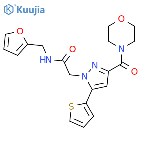 N-(furan-2-yl)methyl-2-3-(morpholine-4-carbonyl)-5-(thiophen-2-yl)-1H-pyrazol-1-ylacetamide structure