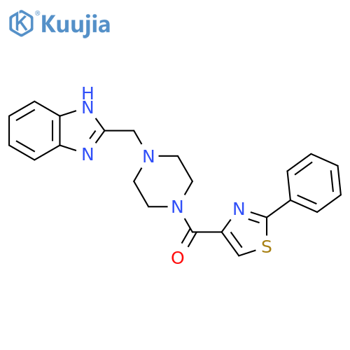 2-{[4-(2-phenyl-1,3-thiazole-4-carbonyl)piperazin-1-yl]methyl}-1H-1,3-benzodiazole structure