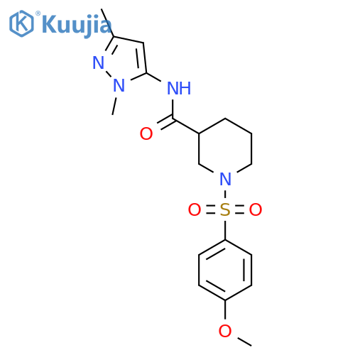 N-(1,3-dimethyl-1H-pyrazol-5-yl)-1-(4-methoxybenzenesulfonyl)piperidine-3-carboxamide structure