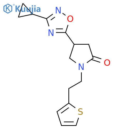 4-(3-cyclopropyl-1,2,4-oxadiazol-5-yl)-1-2-(thiophen-2-yl)ethylpyrrolidin-2-one structure