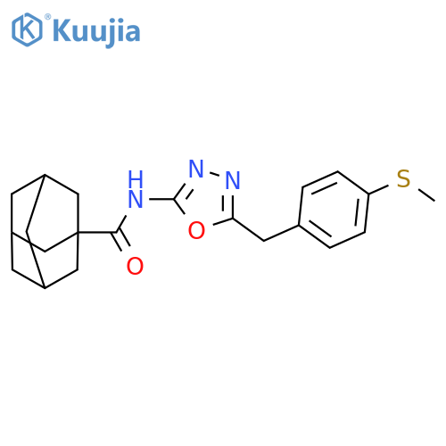 N-(5-{4-(methylsulfanyl)phenylmethyl}-1,3,4-oxadiazol-2-yl)adamantane-1-carboxamide structure