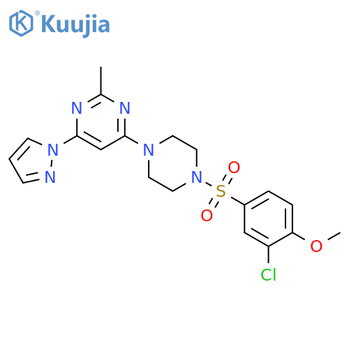 4-4-(3-chloro-4-methoxybenzenesulfonyl)piperazin-1-yl-2-methyl-6-(1H-pyrazol-1-yl)pyrimidine structure
