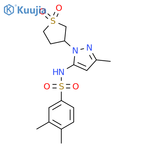 N-1-(1,1-dioxo-1lambda6-thiolan-3-yl)-3-methyl-1H-pyrazol-5-yl-3,4-dimethylbenzene-1-sulfonamide structure