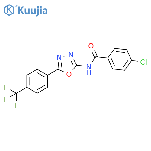4-chloro-N-{5-4-(trifluoromethyl)phenyl-1,3,4-oxadiazol-2-yl}benzamide structure