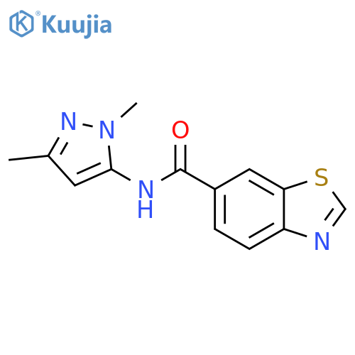 N-(1,3-dimethyl-1H-pyrazol-5-yl)-1,3-benzothiazole-6-carboxamide structure