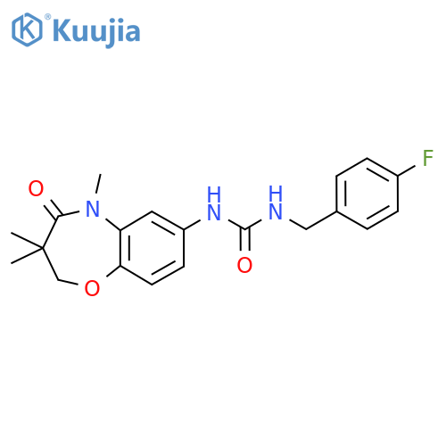 1-(4-fluorophenyl)methyl-3-(3,3,5-trimethyl-4-oxo-2,3,4,5-tetrahydro-1,5-benzoxazepin-7-yl)urea structure