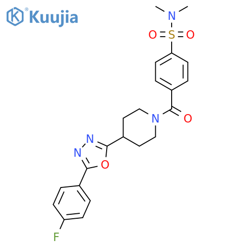 4-{4-5-(4-fluorophenyl)-1,3,4-oxadiazol-2-ylpiperidine-1-carbonyl}-N,N-dimethylbenzene-1-sulfonamide structure