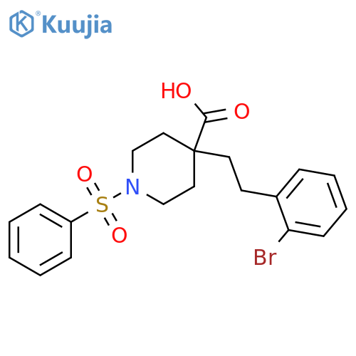 1-(benzenesulfonyl)-4-2-(2-bromophenyl)ethylpiperidine-4-carboxylic acid structure