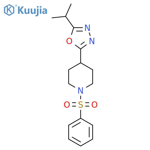 1-(benzenesulfonyl)-4-5-(propan-2-yl)-1,3,4-oxadiazol-2-ylpiperidine structure