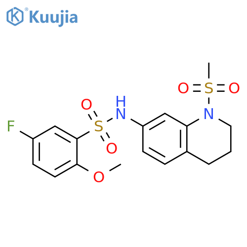 5-fluoro-N-(1-methanesulfonyl-1,2,3,4-tetrahydroquinolin-7-yl)-2-methoxybenzene-1-sulfonamide structure