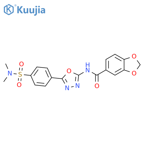N-{5-[4-(dimethylsulfamoyl)phenyl]-1,3,4-oxadiazol-2-yl}-2H-1,3-benzodioxole-5-carboxamide structure