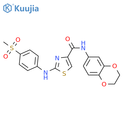 N-(2,3-dihydro-1,4-benzodioxin-6-yl)-2-[(4-methanesulfonylphenyl)amino]-1,3-thiazole-4-carboxamide structure
