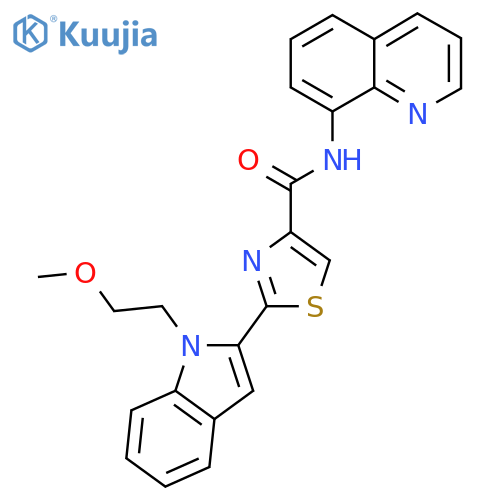 2-[1-(2-methoxyethyl)-1H-indol-2-yl]-N-(quinolin-8-yl)-1,3-thiazole-4-carboxamide structure