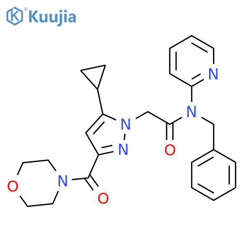 N-benzyl-2-5-cyclopropyl-3-(morpholine-4-carbonyl)-1H-pyrazol-1-yl-N-(pyridin-2-yl)acetamide structure