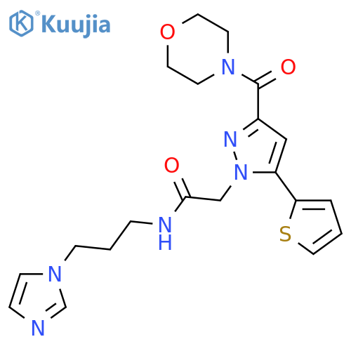 N-3-(1H-imidazol-1-yl)propyl-2-3-(morpholine-4-carbonyl)-5-(thiophen-2-yl)-1H-pyrazol-1-ylacetamide structure