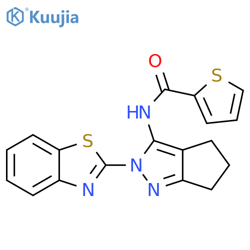 N-2-(1,3-benzothiazol-2-yl)-2H,4H,5H,6H-cyclopentacpyrazol-3-ylthiophene-2-carboxamide structure