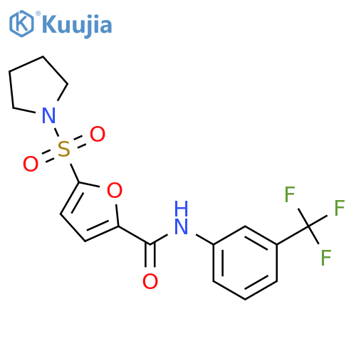 5-(pyrrolidine-1-sulfonyl)-N-3-(trifluoromethyl)phenylfuran-2-carboxamide structure