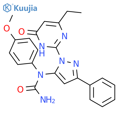 3-[1-(4-ethyl-6-oxo-1,6-dihydropyrimidin-2-yl)-3-phenyl-1H-pyrazol-5-yl]-1-(4-methoxyphenyl)urea structure