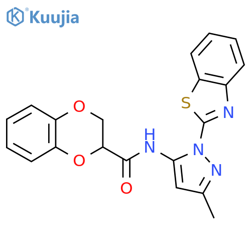 N-1-(1,3-benzothiazol-2-yl)-3-methyl-1H-pyrazol-5-yl-2,3-dihydro-1,4-benzodioxine-2-carboxamide structure