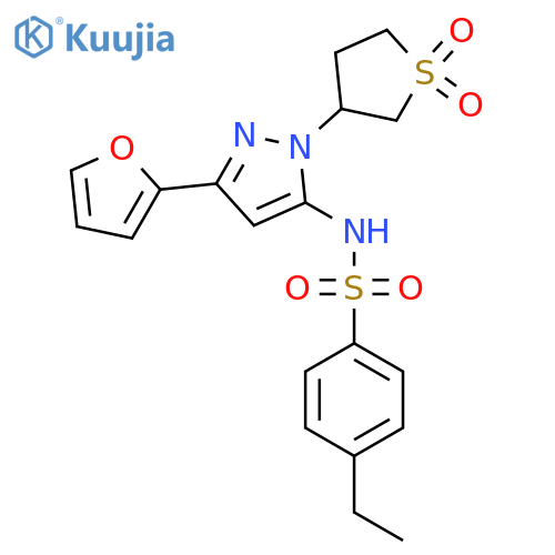 N-1-(1,1-dioxo-1lambda6-thiolan-3-yl)-3-(furan-2-yl)-1H-pyrazol-5-yl-4-ethylbenzene-1-sulfonamide structure