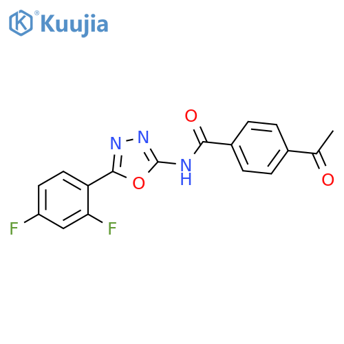 4-acetyl-N-[5-(2,4-difluorophenyl)-1,3,4-oxadiazol-2-yl]benzamide structure