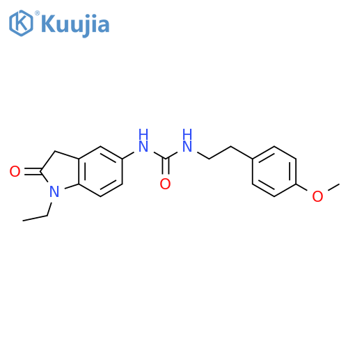 3-(1-ethyl-2-oxo-2,3-dihydro-1H-indol-5-yl)-1-2-(4-methoxyphenyl)ethylurea structure