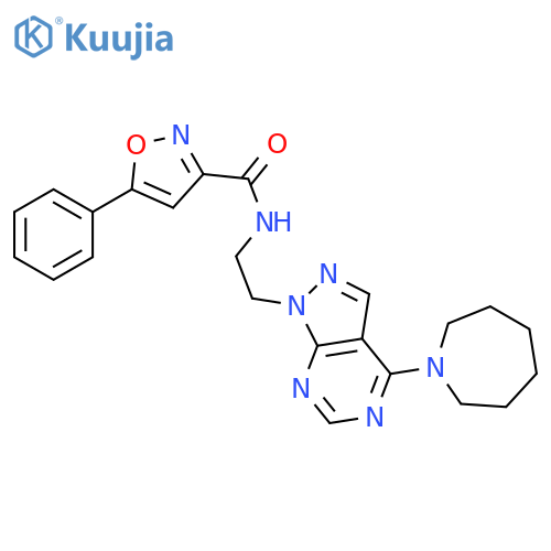 N-{2-[4-(azepan-1-yl)-1H-pyrazolo[3,4-d]pyrimidin-1-yl]ethyl}-5-phenyl-1,2-oxazole-3-carboxamide structure