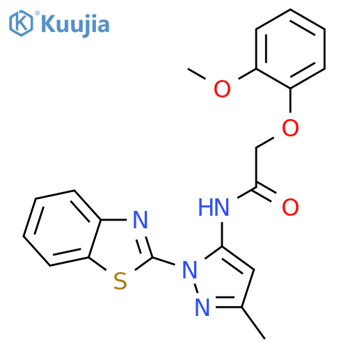 N-1-(1,3-benzothiazol-2-yl)-3-methyl-1H-pyrazol-5-yl-2-(2-methoxyphenoxy)acetamide structure