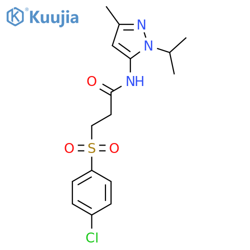 3-(4-chlorobenzenesulfonyl)-N-3-methyl-1-(propan-2-yl)-1H-pyrazol-5-ylpropanamide structure