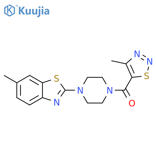 6-methyl-2-[4-(4-methyl-1,2,3-thiadiazole-5-carbonyl)piperazin-1-yl]-1,3-benzothiazole structure