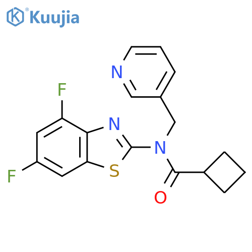 N-(4,6-difluoro-1,3-benzothiazol-2-yl)-N-(pyridin-3-yl)methylcyclobutanecarboxamide structure