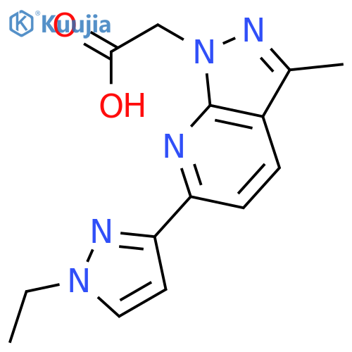 [6-(1-ethyl-1H-pyrazol-3-yl)-3-methyl-1H-pyrazolo[3,4-b]pyridin-1-yl]acetic  acid structure